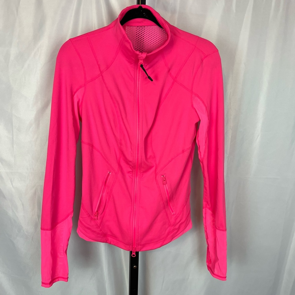 Zella Bright Highlighter Pink Athletic Track Jacket, size Medium